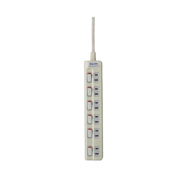 (まとめ）朝日電器 ランプレスタップ6個口WLS-610EB（W） 1m【×5書き割り】