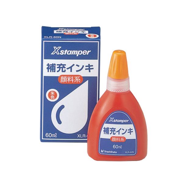 (まとめ) シヤチハタ Xスタンパー 付きものインクえの具系一統用 60ml 緋色 XLR-60N 1個  【×10書き割り】