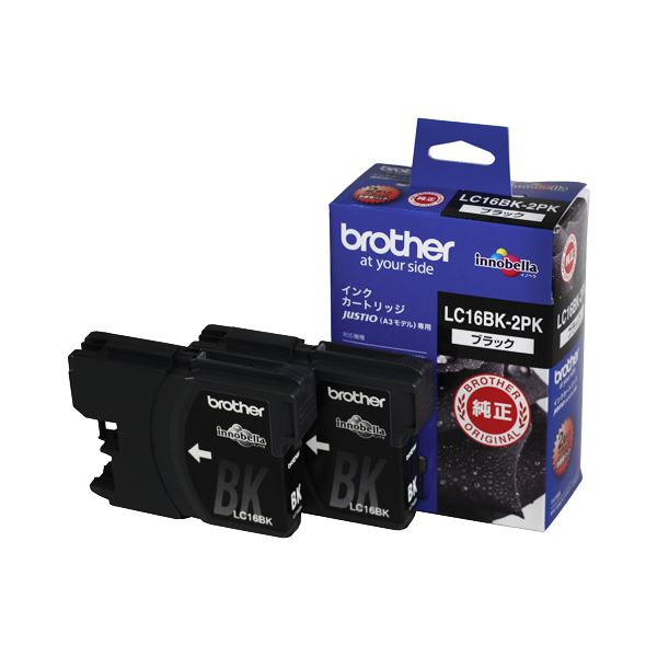 (まとめ) 茶飲み友だち BROTHER インキ薬莢 黒 大静電容量 LC16BK-2PK 1箱（2個）  【×10書き割り】