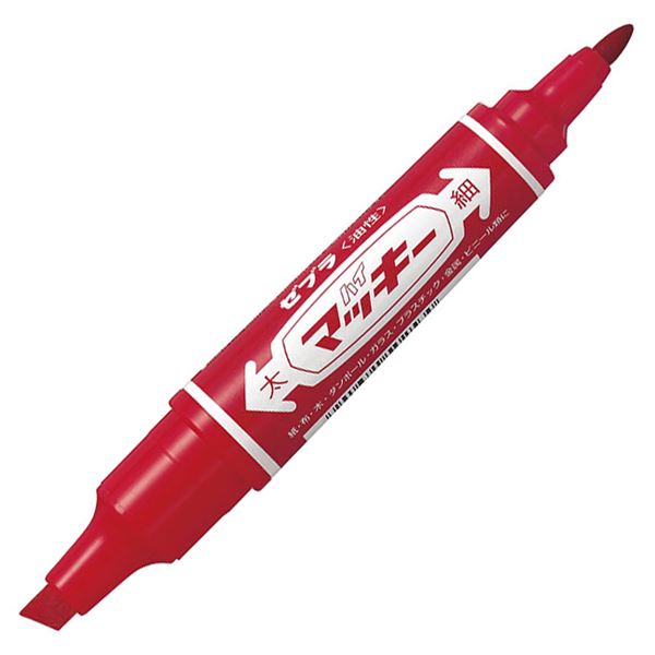 (まとめ) ゼブラ 油性目じるし 御機嫌マッキー 角芯太字+丸芯細字 赤 MO-150-MC-R 1本  【×100仕掛ける】