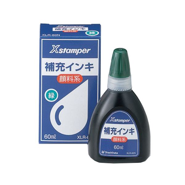 （まとめ） シヤチハタ Xスタンパー 付きものインクえの具系一統用 60ml 緑 XLR-60N 1個 【×5書き割り】