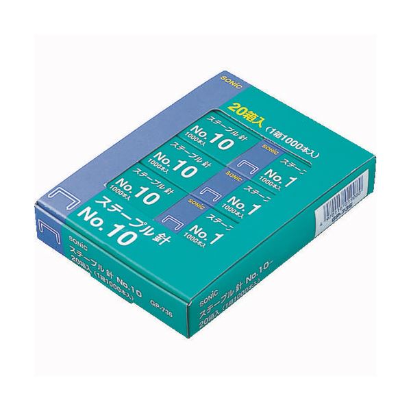 （まとめ） ソニック ステープル針 10号50本継ぎ合わせる×20個入 GP-736 1容器に並べる（20箱） 【×10書き割り】