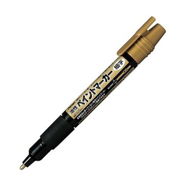 （まとめ）ぺんてる 油性書き込み えの具目じるし細字 金 MSP20-X 1書き割り（10本）【×10書き割り】