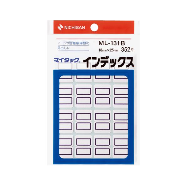 (まとめ) ニチバン マイタック インデックス 紙ラベル 小 18×25mm 青枠 ML-131B 1パック(352片：16片×22シート) 【×50セット】