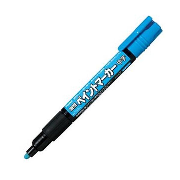 （まとめ）ぺんてる 油性えの具目じるし 中字 水色 MMP20-S 1書き割り（10本）【×10書き割り】