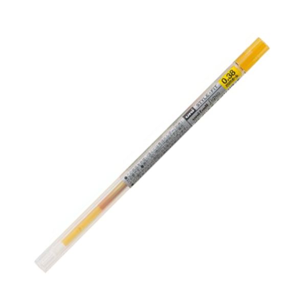 (まとめ) 三菱鉛筆 ゲルインクボールペンスタイルフィット 替芯 0.38粍 ゴールデン黄色 UMR10938.69 1書き割り（10本）  【×10書き割り】