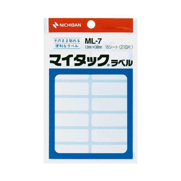 (まとめ) ニチバン マイタックラベル 一般無地 13×38mm ML-7 1パック(210片：14片×15シート) 【×50セット】