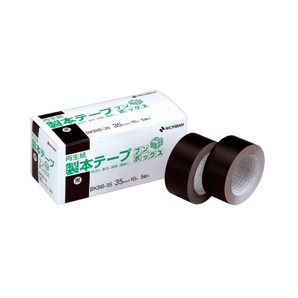 (まとめ) ニチバン 製本磁気テープ＜生まれ変わり紙＞ブンボックス 35mm×10m 黒 BKBB-356 1箱（5巻）  【×5書き割り】