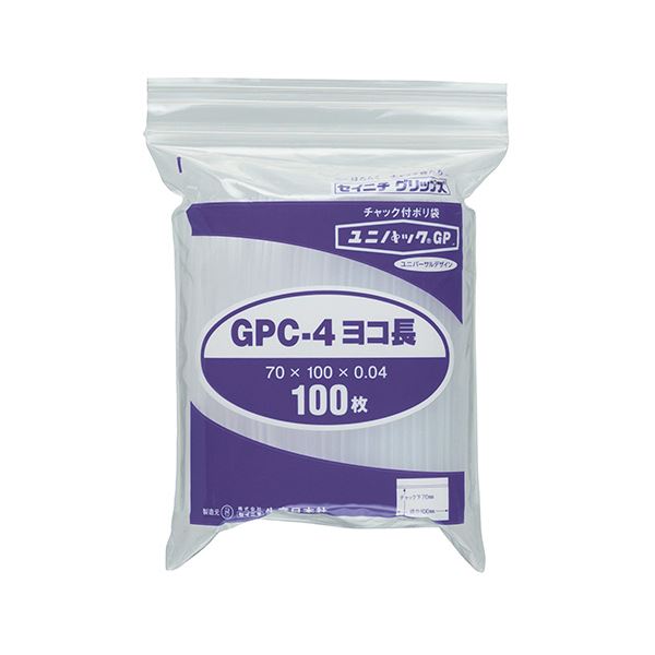 (まとめ) セイニチ ユニパックGP ヨコ長タイプヨコ100×タテ70×厚み0.04mm GPC-4ヨコナガ 1パック(100枚)
