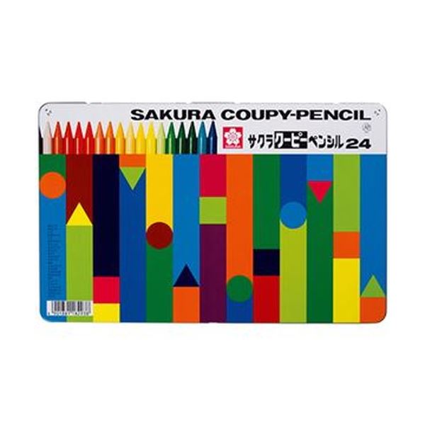 （まとめ）桜クレパス クーピーペンシル24色（缶入）FY24 1容器に並べる【×10書き割り】