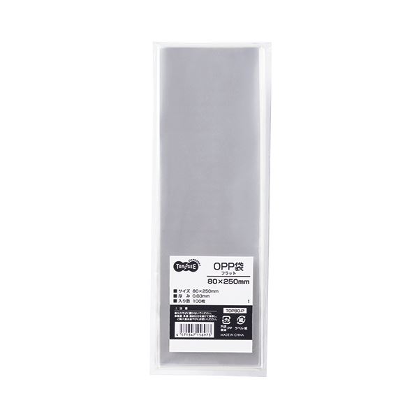 (まとめ) TANOSEE OPP袋 フラット 80×250mm 1パック（100枚） 【×30セット】