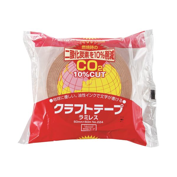 (まとめ) オカモト クラフトテープラミレス No.224 50mm×50m No.224-50 1巻 【×50セット】