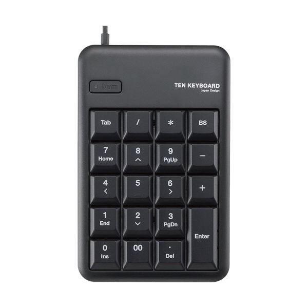 (まとめ) エレコム USB 2.0 HUB付 テンキーパッド メンブレン ブラック TK-TCM012BK／RS 1個 【×10セット】