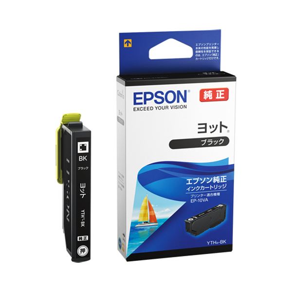 (まとめ) エプソン インキ薬莢 レーシングヨット黒いこと YTH-BK 1個  【×10書き割り】