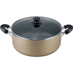 深型 両手鍋 調理器具 IH対応 フッ素樹脂加工 強化ガラス蓋付き 大型 『おおらか鍋』