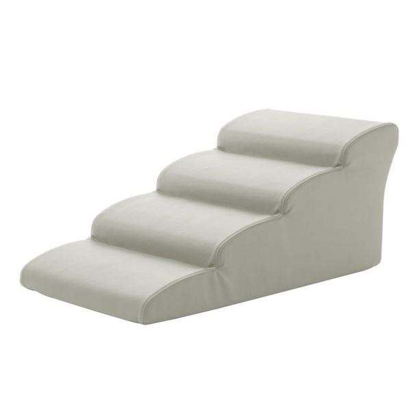 ドッグステップ/愛玩動物備品 【4段 象牙色】 幅40.5糎 合皮/むすび付けるなめし革張地 ウレタン質問用紙 〔リビング 室内犬〕【代引不可】