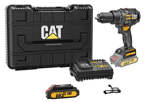 CATERPILLAR 18V ドリルドライバーセット バッテリー2個 充電式 収納ケース 日曜大工 組み立て 組立 DIY 金属 木材 穴 ネジ ボルト 締め付け