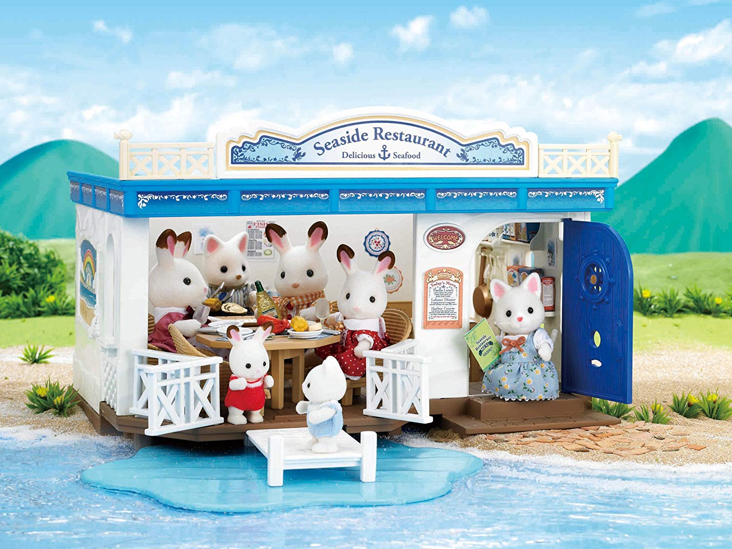 【楽天市場】【特価】エポック社 シルバニアファミリー 海辺のすてきなレストラン Seaside Restaurant お人形セット 海外