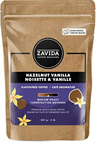 ZAVIDA ザビダコーヒー ヘーゼルナッツバニラホールビーンコーヒー 907g 珈琲 珈琲豆 ミディアムロースト コーヒー豆 フレーバーコーヒー