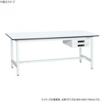 サカエ 軽量作業台KAタイプ キャビネット2段付 抗菌加工 1800&times;600&times;740mm KA-186BMW｜ワールドデポ