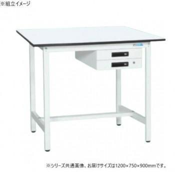 サカエ 軽量立作業台KADタイプ 抗菌加工 キャビネット2段付 1200&times;750&times;900mm KAD-127BMW｜ワールドデポ