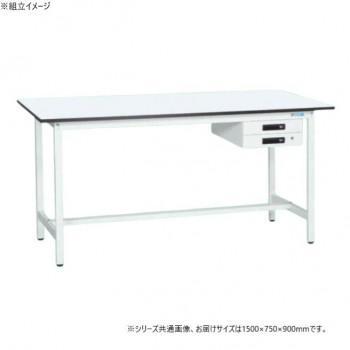 サカエ 軽量立作業台KADタイプ 抗菌加工 キャビネット2段付 1500&times;750&times;900mm KAD-157BMW｜ワールドデポ