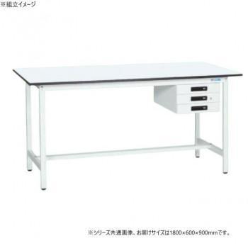サカエ 軽量立作業台KADタイプ 抗菌加工 キャビネット3段付 1800×600×900mm KAD-186CMW|ワールドデポ