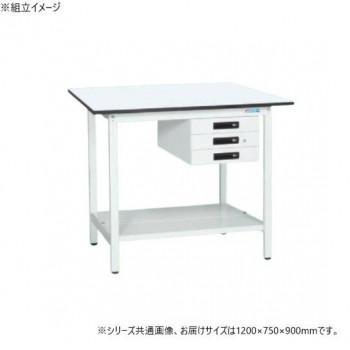 サカエ 軽量立作業台KADタイプ キャビネット3段付 中板付 1200×750×900mm KAD-127CTMW|ワールドデポ