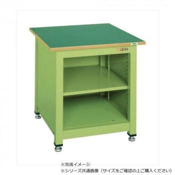 サカエ 一人用作業台KTタイプ サカエリューム天板 700&times;700&times;740mm 中棚付 KT-102FEN｜ワールドデポ