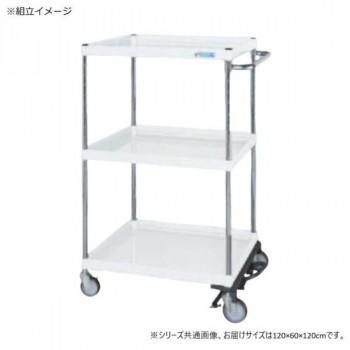 サカエ CSパールワゴン中量タイプ フットブレーキ付 パールホワイト CSP-12123BRSEW｜ワールドデポ