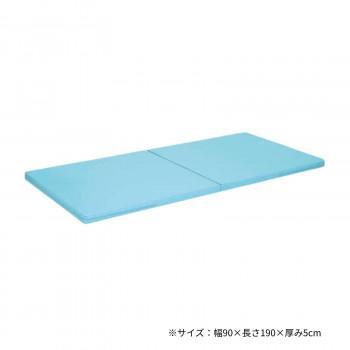 高田ベッド製作所 二つ折れ訓練マット 幅90×長さ190×厚み5cm スカイブルー TB-474|ワールドデポ