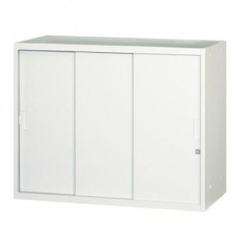 壁面収納家具/D:450・ホワイトタイプ 引違スチール戸(3枚戸) H720 棚板1枚付 ALPSホワイト色 COM-UASS-W7｜ワールドデポ
