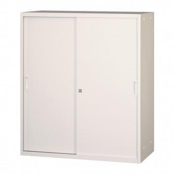 壁面収納家具/D:400・ホワイトタイプ 引違スチール戸/ラッチ仕様 H1050 棚板2枚付 ALPSホワイト色 COM-UASR4-W11｜ワールドデポ
