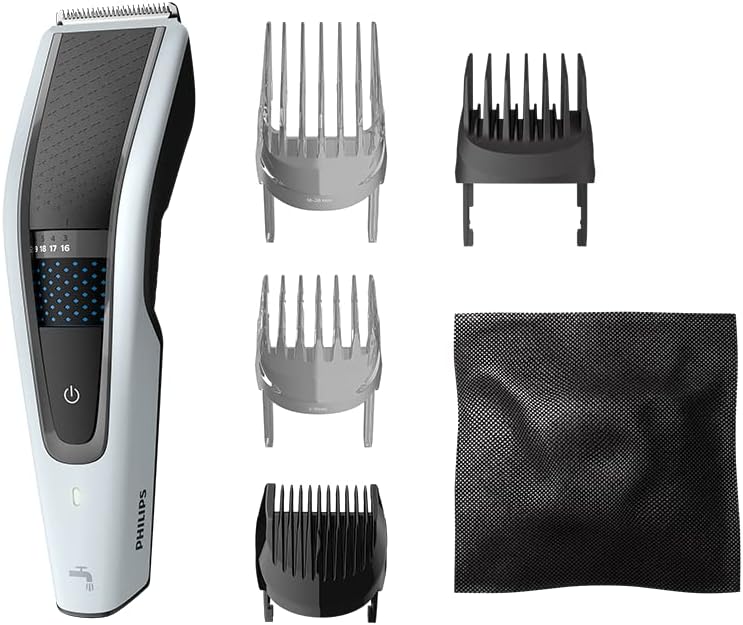 フィリップス ヘアーカッター5000シリーズ 電動バリカン 27段階調整 3-28mm ターボモード搭載 充電 交流式 HC5610/60 ホワイト ブラック