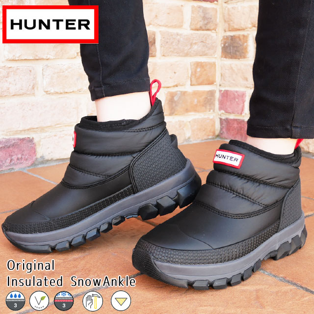 円 市販 ハンター Hunter レディース スノーブーツ W オリジナル インシュレーテッド スノー アンクルブーツ ウインターブーツ 雪靴 長靴 ショート丈 防水 防寒 雨 アウトドア ブラック 黒 Wfs2107wwu Evid