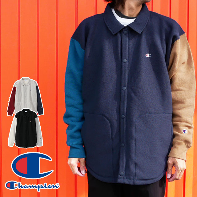 送料無料 メンズ レディース 秋冬 新作 秋新作 冬新作 FW 長袖 人気 流行 定番 Champion C3-U032 リバースウィーブ スナップジャケット スウェット 裏起毛 トップス 上着 ウェア 羽織 アパレル b08-c3-u032-1.jpg