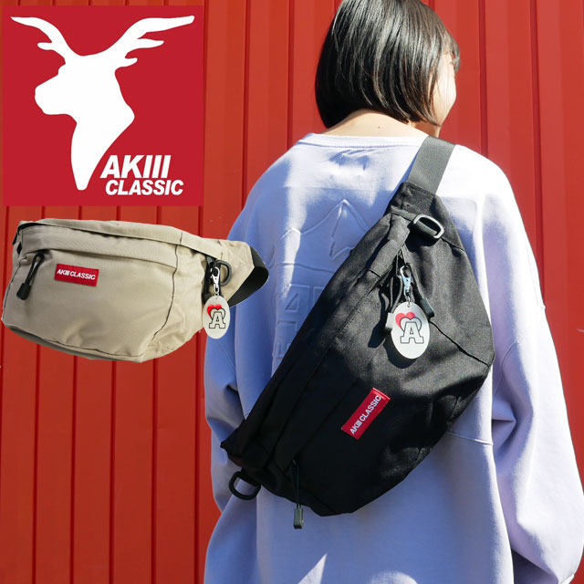 Akiiiclassic アキ クラシック ボディーバッグ レディース チャーム付き大寸 ウエストポーチ ウエストバック 鞄 学校 旅行 お出かけ Akii 2sa ブラック ベージュ 流行 送料無料 Evid Fitzfishponds Com