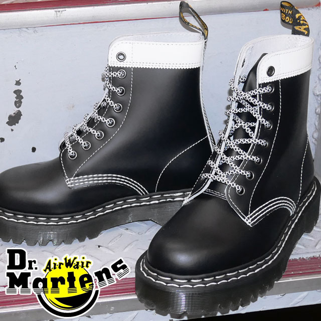【返品交換送料無料】ドクターマーチン Dr.Martens メンズ レディース ブーツ 1460 パスカル BEX DS 8ホールブーツ ショートブーツ レースアップブーツ カジュアルシューズ レザーブーツ 本革 靴 27336009 ブラック＋ホワイト＋ホワイト 黒 白 最強翌日配送 evid｜ワールド靴店