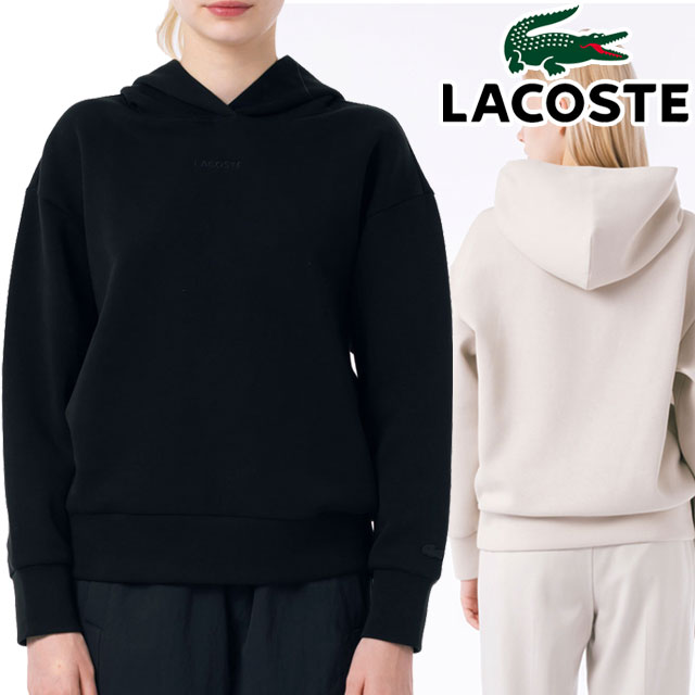 『LACOSTE』 スウェット　センターロゴ　ワニ　刺繍　上品　黒　US L LACOSTE』 スウェット センターロゴ ワニ 刺繍 上品 黒 US L