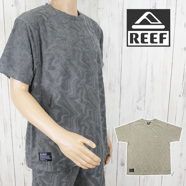 リーフ Tシャツ メンズ RFTEM2502 半袖 ジオメトリックパイル シス クルー Tシャツ ティーシャツ サーフィン トップス アパレル クルーネック 丸首 ベージュ グレー 服 メール便送料無料 最強翌日配送 evid