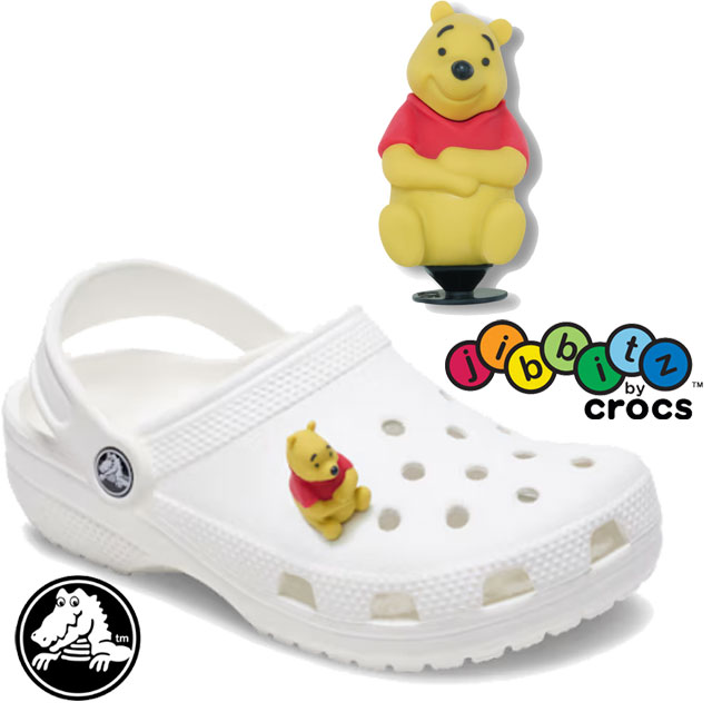 クロックス シューパーツ くまのプーさん キッズ メンズ レディース ジビッツ ディズニー ウィニー ザ プー 3D Winnie the Pooh 3D ラバークロッグ用アクセサリー jibbitz キャラクター かわいい くま ベア 黄色 きいろ チャーム 10014878 最強翌日配送 evid画像