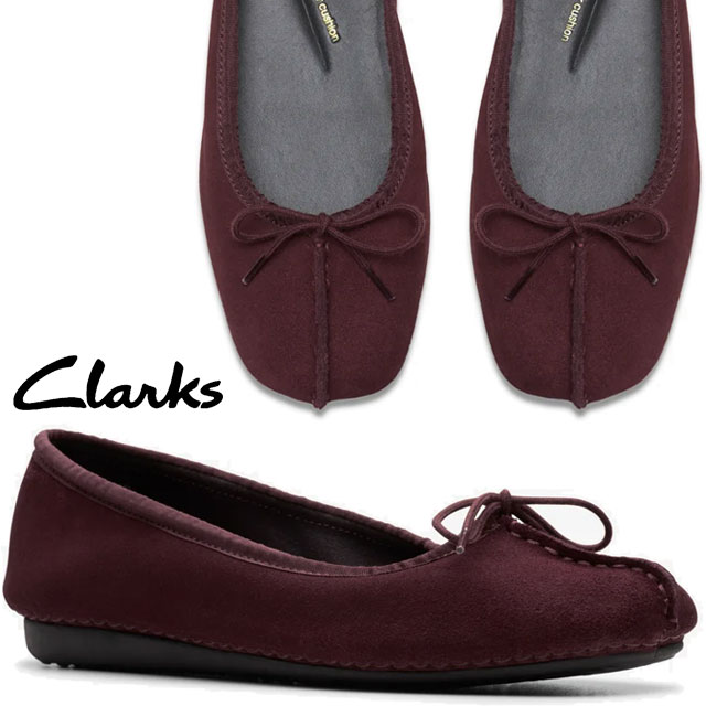 Clarks ブラック フラットシューズ リボン付き t12-s5553-1.jpg