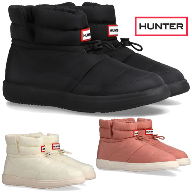＼ポイント7倍 4/18限定／ハンター|HUNTER U イン/アウト コージー パフ サイド ベント ブーティー ブーツ レディース ショートブーツ メンズ 防寒 靴 ブラック ホワイト ピンク 軽量 外履き 内履き UFS7112WWU 送料無料 最強翌日配送 evid