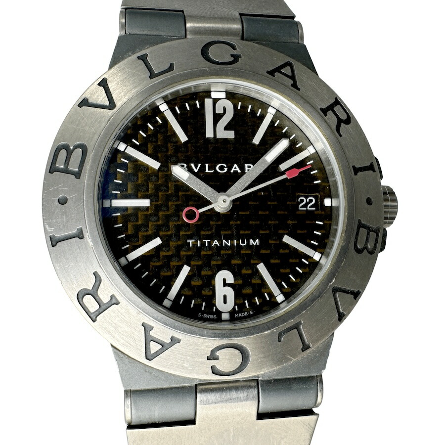 ブル小峡谷 BVLGARI ディアゴノ チタニウム TI38TA 中古 メンズウオッチ 自動小銃一巻き 黒文字盤 チタン