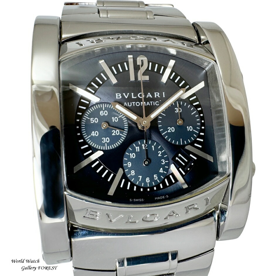 ブルガリ BVLGARI アショーマ AA44SCH 中古 メンズ腕時計 クロノグラフ 自動巻き ネイビー文字盤 外装仕上げ Aランク｜World Watch FOREST 腕時計専門店