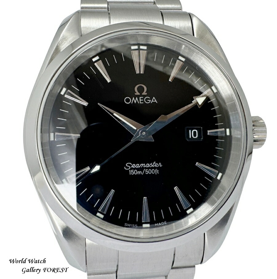 新品完成済み OMEGA ゼロ シーマスター アクアテラ 中古 メンズウオッチ 2517.50 石英 ラージサイズ 黒文字盤 S序列付ける