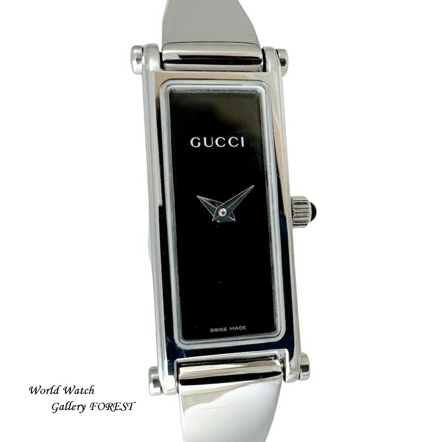 GUCCI グッチ バングルウォッチ 1500L 中古 レディース 腕時計 クオーツ ステンレス 黒文字盤 箱/保証書付き 外装仕上げ Aランク