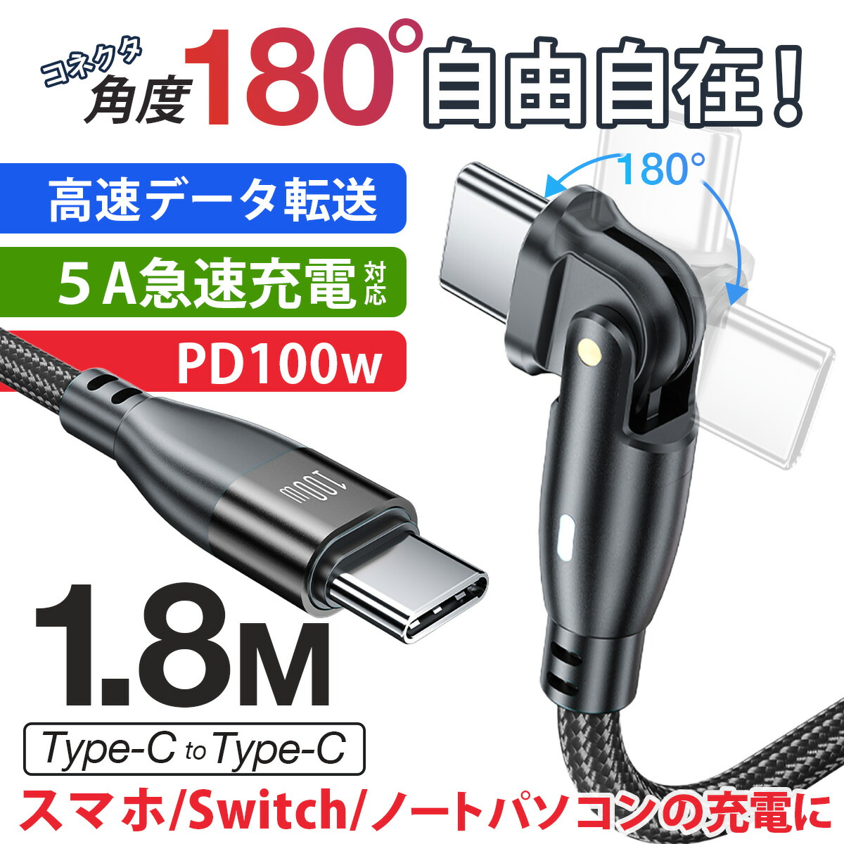 情熱セール L字型 TypeーC USBーC ケーブル 40gbps 高速データ転送 ad