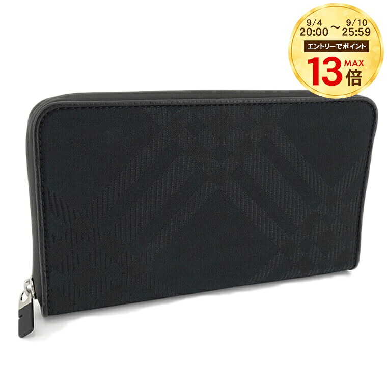 バーバリー BURBERRY London England メンズ 2つ折り長財布 8080725 BLACK ブラック A1189 ラージ チェックジャカード ジップウォレット 小物 サイフ ラウンドジップ ラウンドファスナー 総柄 プレゼント 誕生日 クリスマス バレンタイン 父の日の商品写真