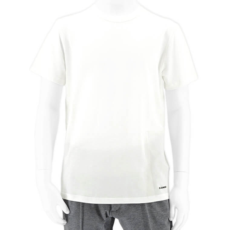 訳あり ジルサンダー プラス JIL SANDER＋ メンズ Tシャツ J47GC0012 J45031 WHITE ホワイト 100 半袖 クルーネック プリント ロゴ サイズ S 240601